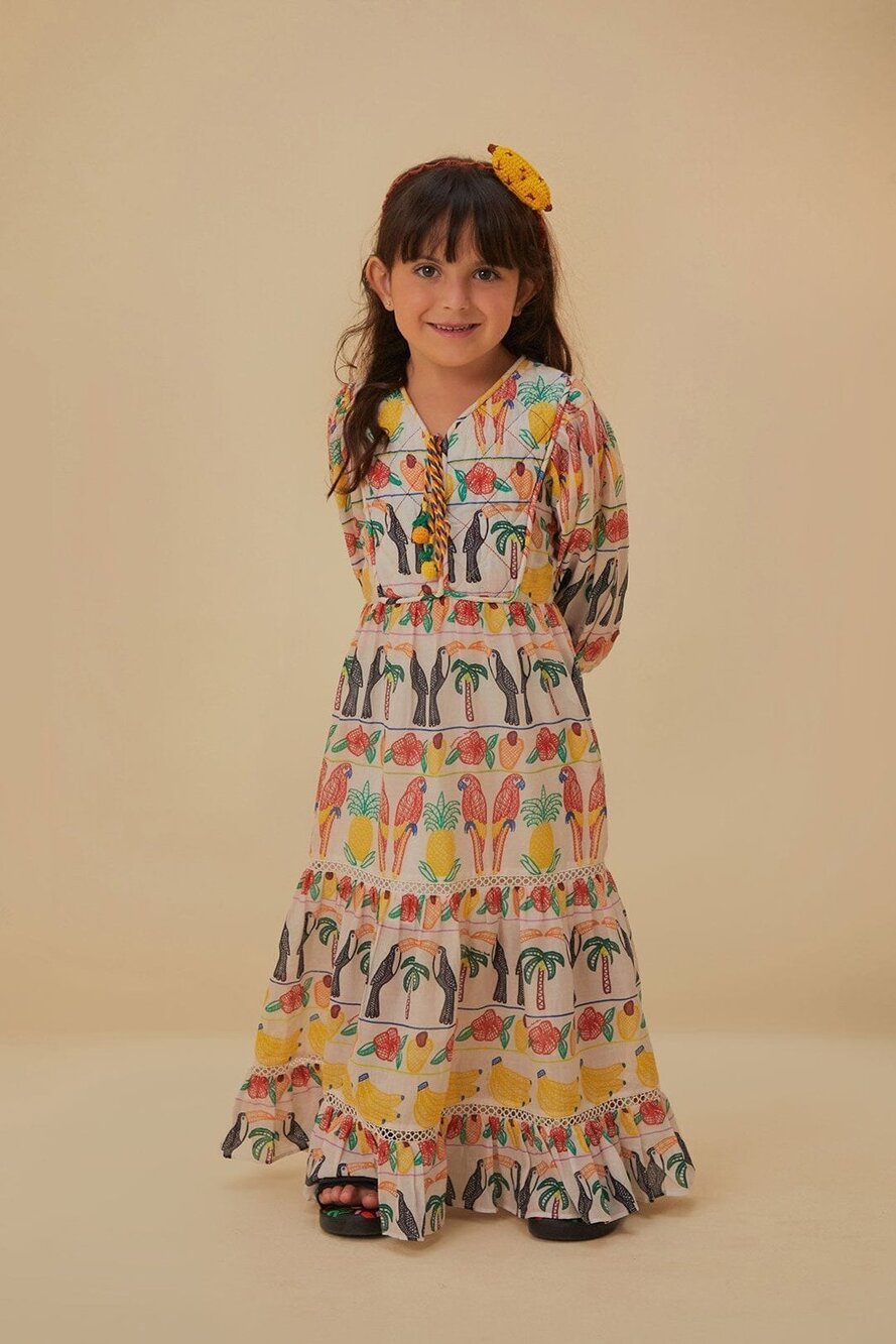 NWT❤️Farm Rio Girls Tropicolors Dress z10